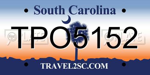 TPO5152 South Carolina License Plate