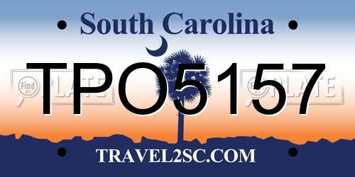 TPO5157 South Carolina License Plate
