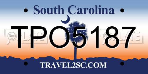 TPO5187 South Carolina License Plate