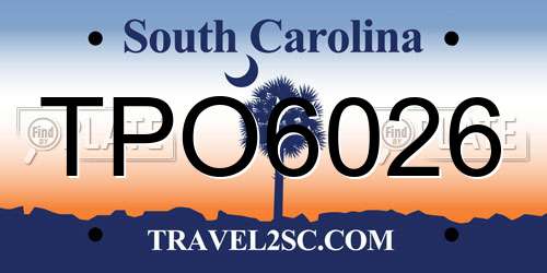 TPO6026 South Carolina License Plate