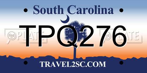 TPQ276 South Carolina License Plate