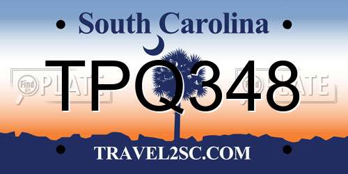 TPQ348 South Carolina License Plate