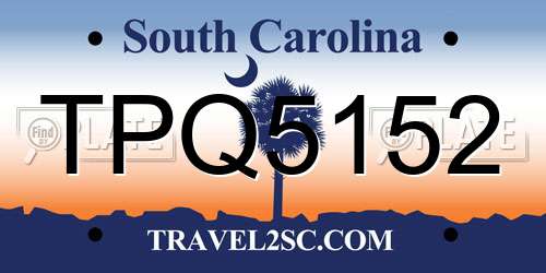 TPQ5152 South Carolina License Plate