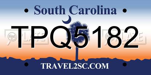 TPQ5182 South Carolina License Plate