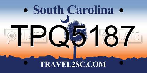 TPQ5187 South Carolina License Plate