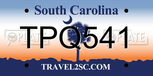 TPQ541 South Carolina License Plate