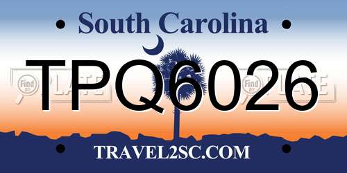 TPQ6026 South Carolina License Plate