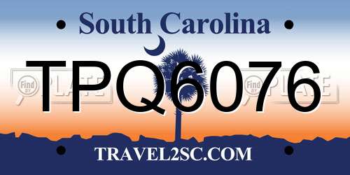 TPQ6076 South Carolina License Plate