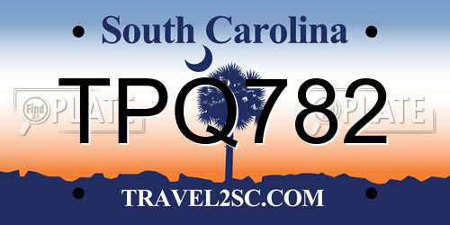 TPQ782 South Carolina License Plate