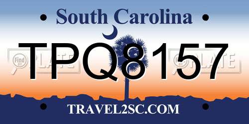 TPQ8157 South Carolina License Plate