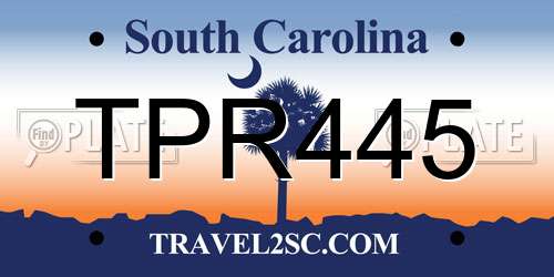 TPR445 South Carolina License Plate