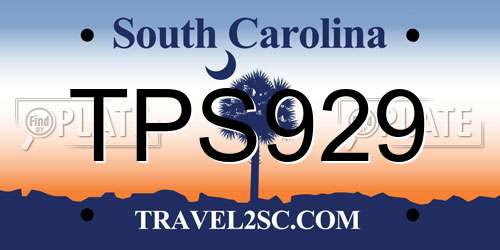 TPS929 South Carolina License Plate