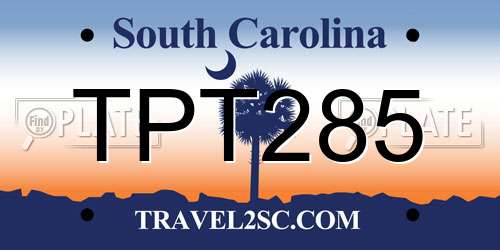 TPT285 South Carolina License Plate