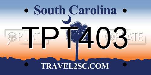 TPT403 South Carolina License Plate