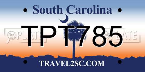 TPT785 South Carolina License Plate