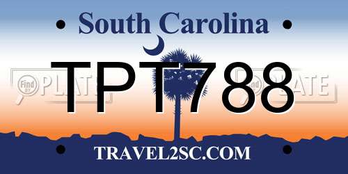 TPT788 South Carolina License Plate
