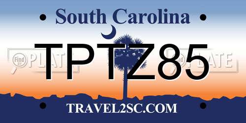TPTZ85 South Carolina License Plate
