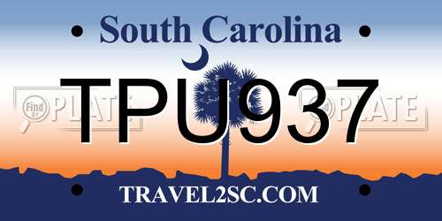 TPU937 South Carolina License Plate