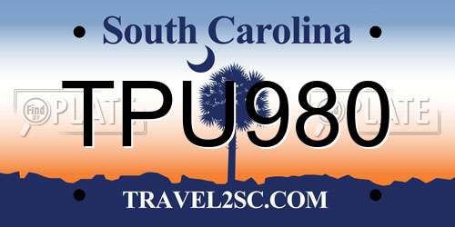 TPU980 South Carolina License Plate