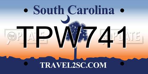 TPW741 South Carolina License Plate