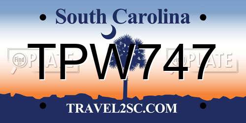 TPW747 South Carolina License Plate
