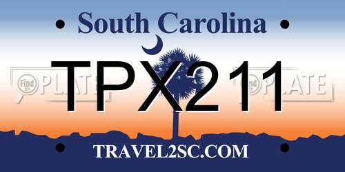 TPX211 South Carolina License Plate