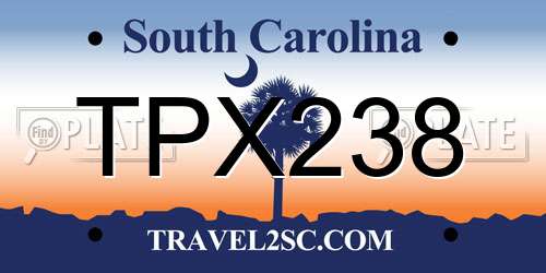 TPX238 South Carolina License Plate