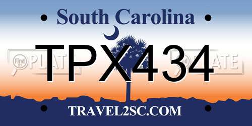 TPX434 South Carolina License Plate