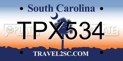 TPX534 South Carolina License Plate