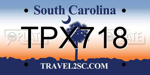 TPX718 South Carolina License Plate