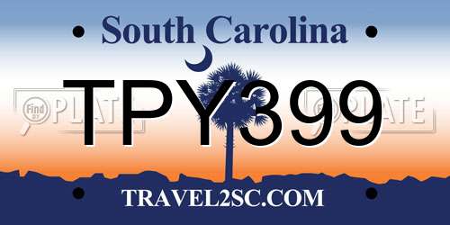 TPY399 South Carolina License Plate