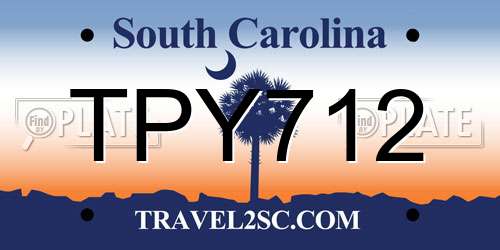 TPY712 South Carolina License Plate