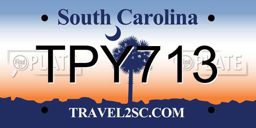 TPY713 South Carolina License Plate