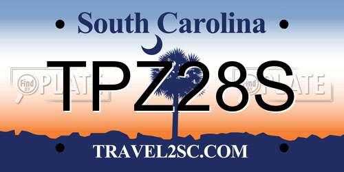 TPZ28S South Carolina License Plate