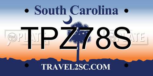 TPZ78S South Carolina License Plate