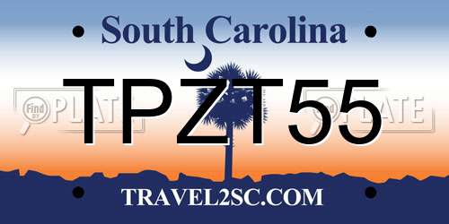 TPZT55 South Carolina License Plate
