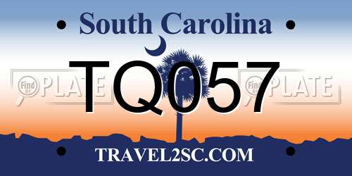 TQ057 South Carolina License Plate