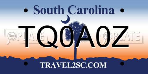 TQ0A0Z South Carolina License Plate