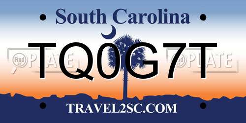 TQ0G7T South Carolina License Plate
