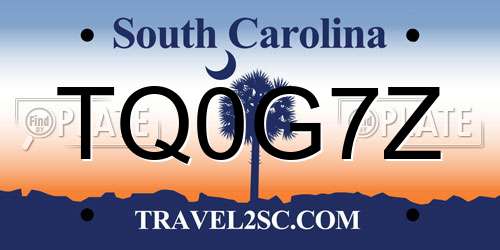 TQ0G7Z South Carolina License Plate