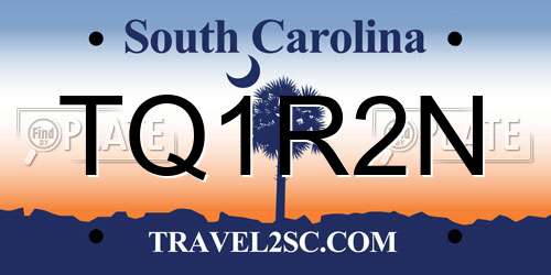 TQ1R2N South Carolina License Plate