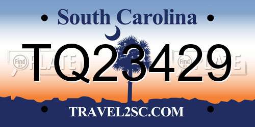 TQ23429 South Carolina License Plate