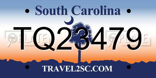 TQ23479 South Carolina License Plate