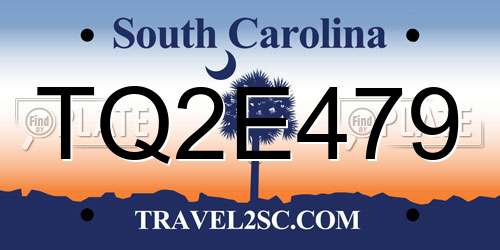 TQ2E479 South Carolina License Plate