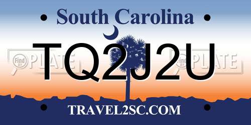 TQ2J2U South Carolina License Plate
