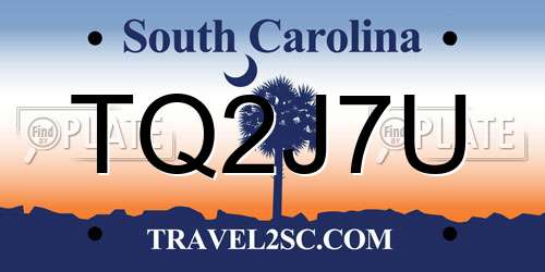 TQ2J7U South Carolina License Plate