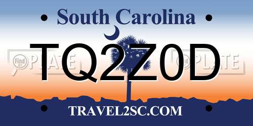 TQ2Z0D South Carolina License Plate