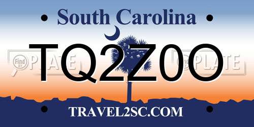 TQ2Z0O South Carolina License Plate