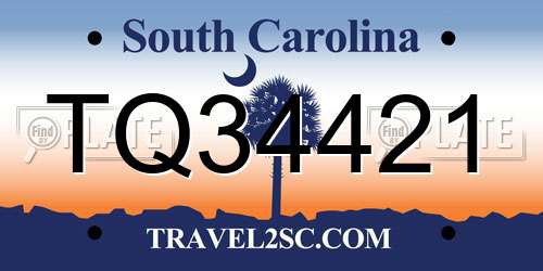 TQ34421 South Carolina License Plate