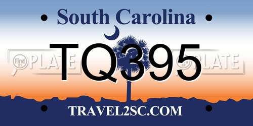 TQ395 South Carolina License Plate